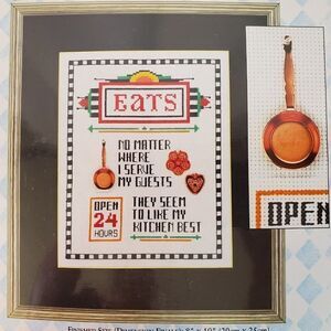 Eats Diner Kitchen Open 24 Hrs Counted Cross Stitch Kit w/Copper Pots Pans 08222